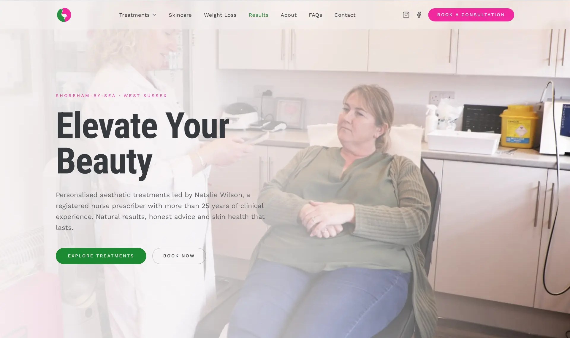 The Flamingo Clinic website homepage