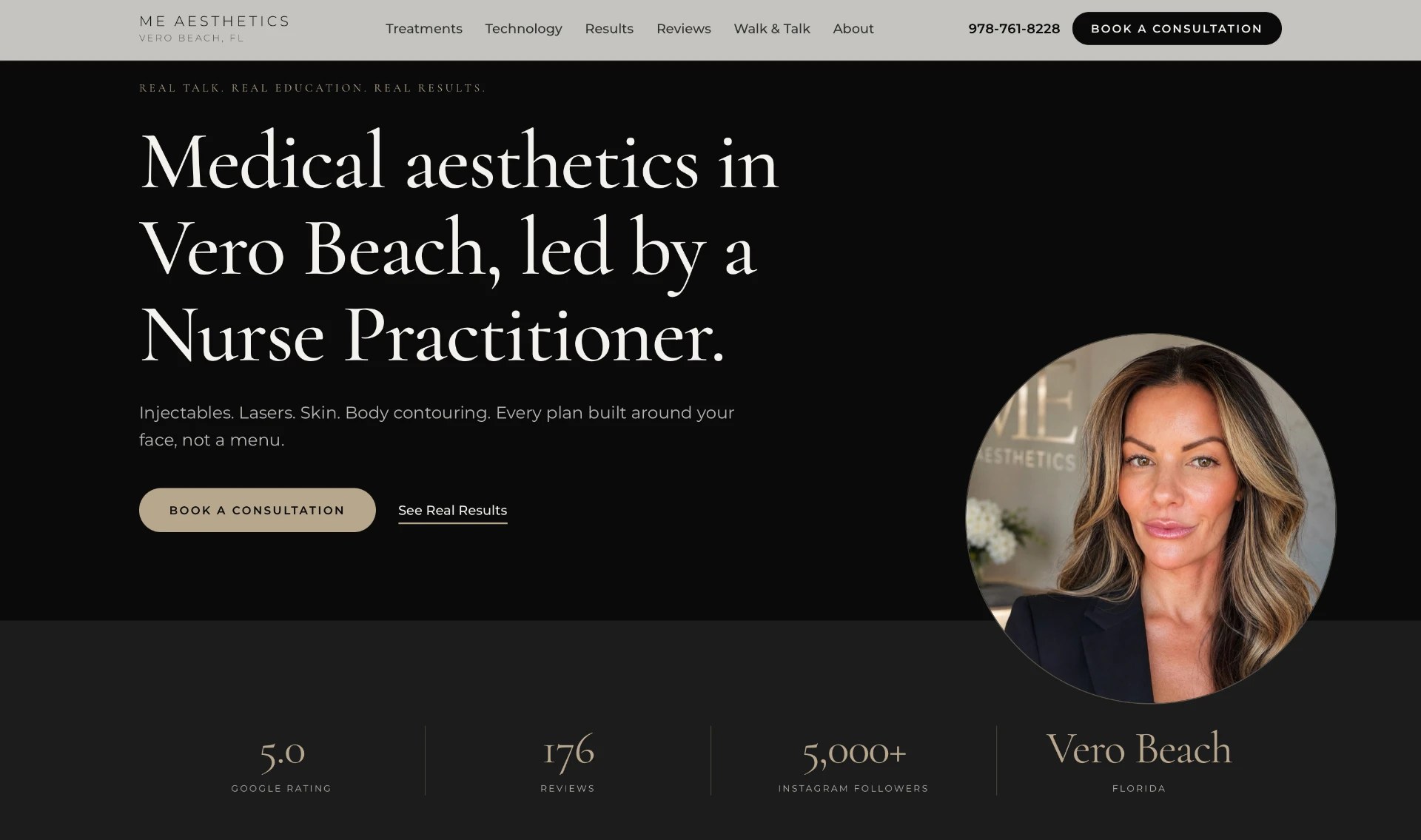 ME Aesthetics website homepage
